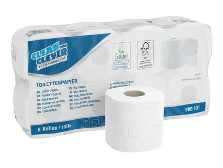 Toilettenpapier CLEAN and CLEVER PRO 101, Kleinrollen, Verkaufseinheit für Betriebe