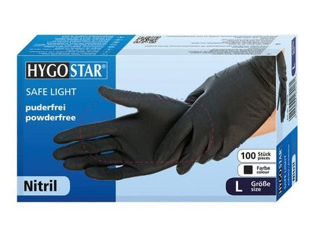 Nitril-Einweghandschuhe Hygostar Safe Light, schwarz, puderfrei