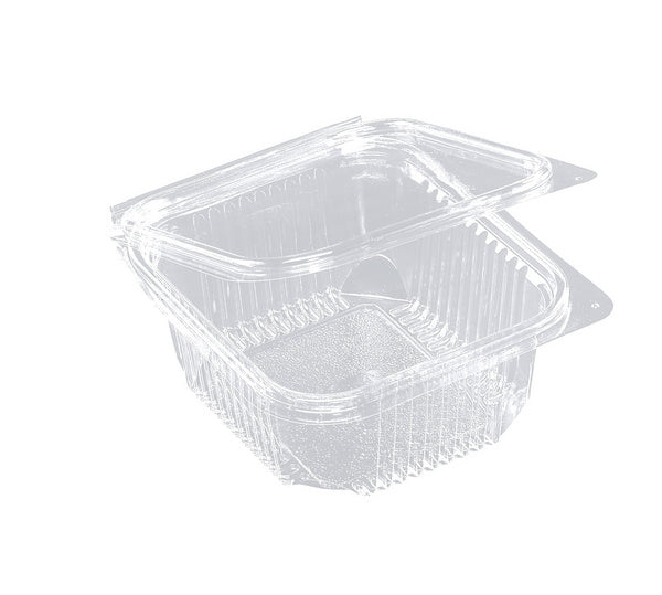 Rechteckschale mit Scharnierdeckel 500ml PET glasklar – 600 Stück
