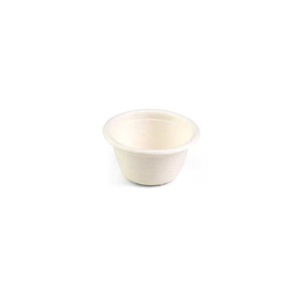 Saucenbecher Bagasse, weiss, 60 ml, Ø62 x h32 mm