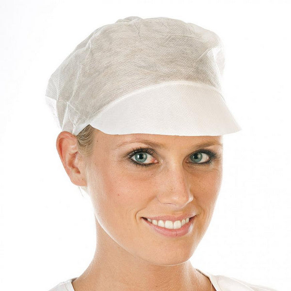 HYGOSTAR Schirmmütze ohne Haarschutz, PP-Vlies, weiss, Ø 31 cm – 100 Stück