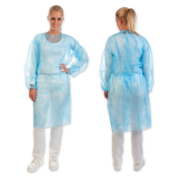 HYGOSTAR Schutzkittel, PP-Vlies, unsteril, blau, 26 g/m², 115 × 140 cm – 100 Stück