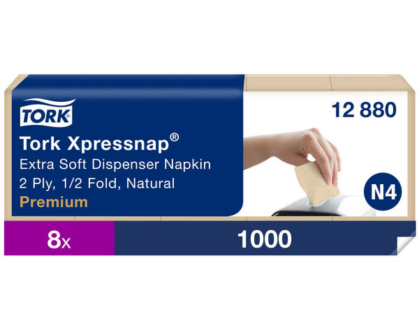 Spenderservietten Tork Xpressnap Extra Soft – N4 System, Recycling, 2-lagig, 21,3 × 16,5 cm, natur