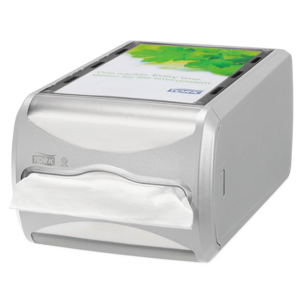 Serviettenspender Tork Xpressnap – N4 System, Kunststoff, hellgrau, H 145 × B 191 × T 307 mm, für ca. 550 Servietten