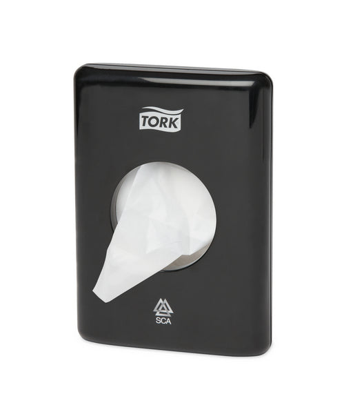 Hygienebeutelspender Tork – B5 System, Kunststoff, schwarz, H 10 × B 14 × T 3,6 cm