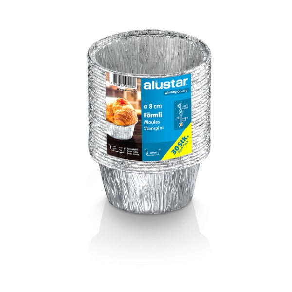 Alustar Aluminium-Förmli, silber, Ø 80 × 35 mm – 180 Stück