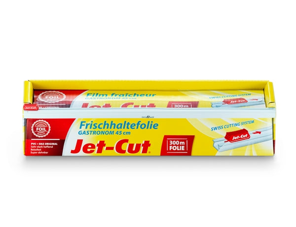 Jet-Cut Frischhaltefolie Cutterbox PVC 45 cm × 300 m 8,5 my – 1 Rolle