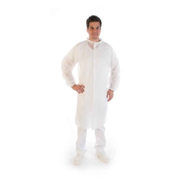 Besucherkittel, PP-Vlies, weiss, 50 g/m², 110 × 140 cm – 50 Stück