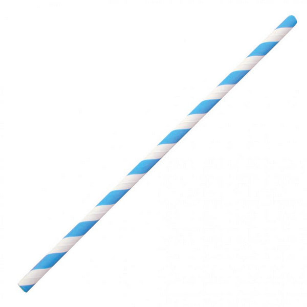 NatureStar Trinkhalme Papier, ungehülst, 197 × Ø 6 mm, biologisch abbaubar, Blau/weiss gestreift – 100 Stück