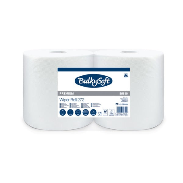 Bulkysoft Classic Papierwischtücher Maxi, 2-lagig, weiss, 26 × 34 cm, 272 lfm – 2 Rollen