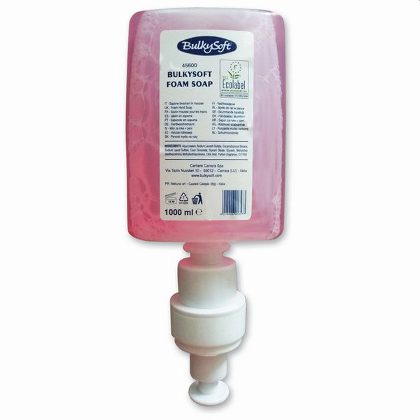 Bulkysoft Schaumseife, pink, pH-neutral, 1 Liter – 6 Flaschen