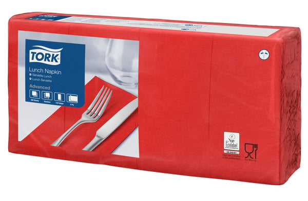 Servietten Tork Advanced, 33 × 33 cm, 2-lagig, 1/8-Kopffalz, rot