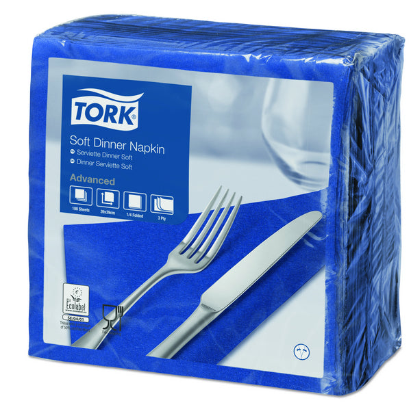 Servietten Tork Advanced, 39 × 39 cm, 3-lagig, 1/4-Falz, dunkelblau