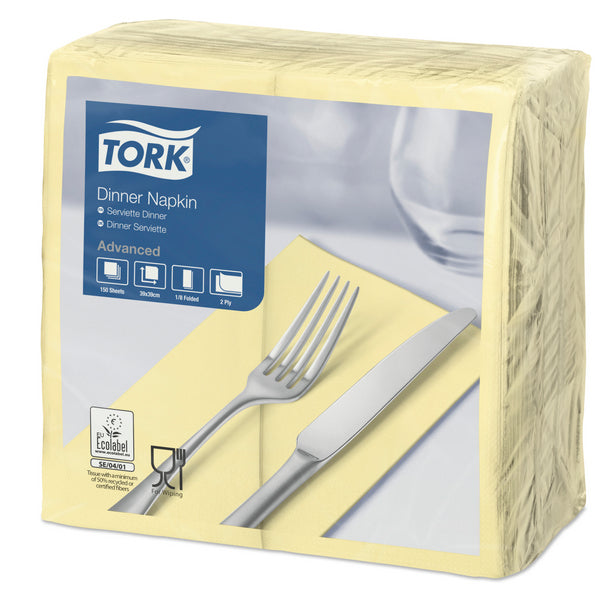 Servietten Tork Advanced, 39 × 39 cm, 2-lagig, 1/8-Kopffalz, champagner