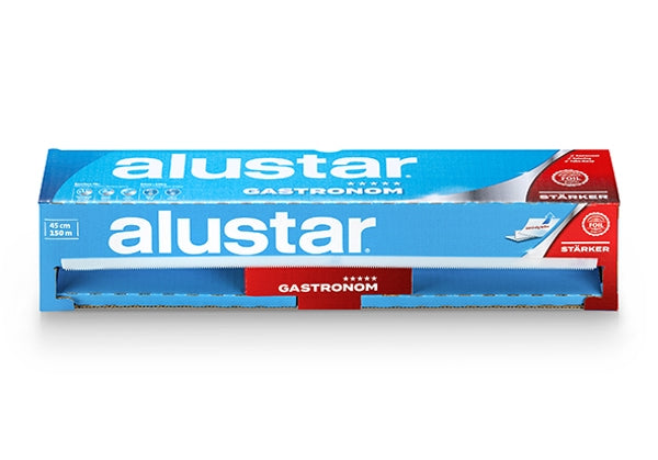 Alustar Aluminiumfolie Cutterbox 45 cm × 150 m 15 my stärker – 1 Rolle