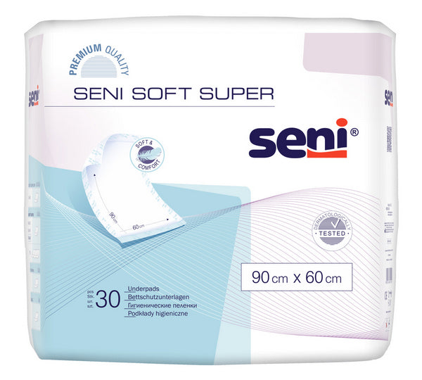 Krankenunterlagen Seni Soft Super 90 x 60 cm, hellblau, 30 Stück – Einzelpackung