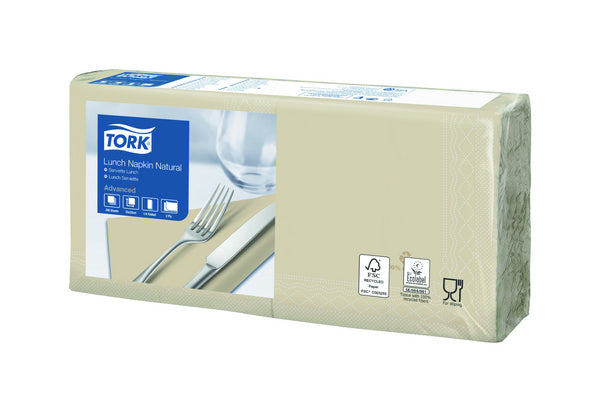 Servietten Tork Advanced, 33 × 33 cm, 2-lagig, 1/4-Falz, beige
