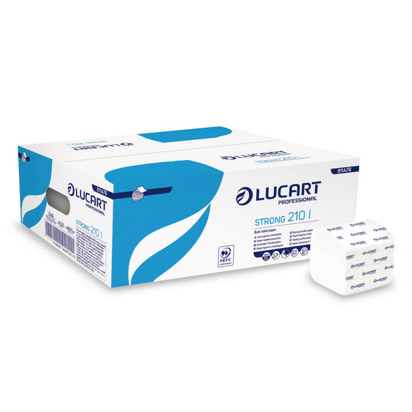 Lucart Toilettenpapier Strong 210 I Einzelblatt, Zellstoff, 2-lagig, 210 Blatt – 8400 Stück