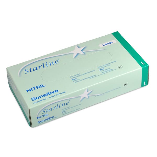 Nitril-Untersuchungshandschuhe Starline Medical Sensitive, blau, puderfrei, unsteril, Grösse L – 100 Stück