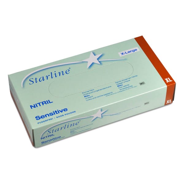 Nitril-Untersuchungshandschuhe Starline Medical Sensitive, blau, puderfrei, unsteril, Grösse XL – 100 Stück