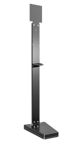 Desinfektionssäule mit Auffangschale, Metall, schwarz, 144 × 39 × 27,5 cm