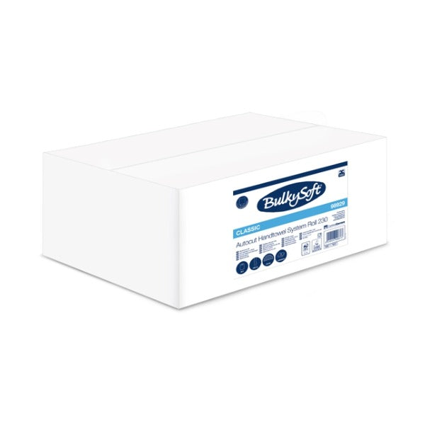 Bulkysoft Autocut Handtuchrolle, 2-lagig, weiss, 19,2 cm × 230 lfm – 6 Rollen