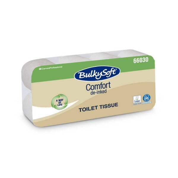 Bulkysoft Comfort Toilettenpapier Kleinrollen, Recycling, 2-lagig, 250 Blatt – 96 Rollen