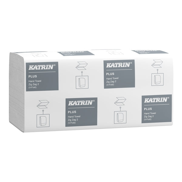 Katrin Plus Handtuch V-Falz, Zellstoff, 2-lagig, hochweiss, 22,4 × 23 cm – 4000 Stück