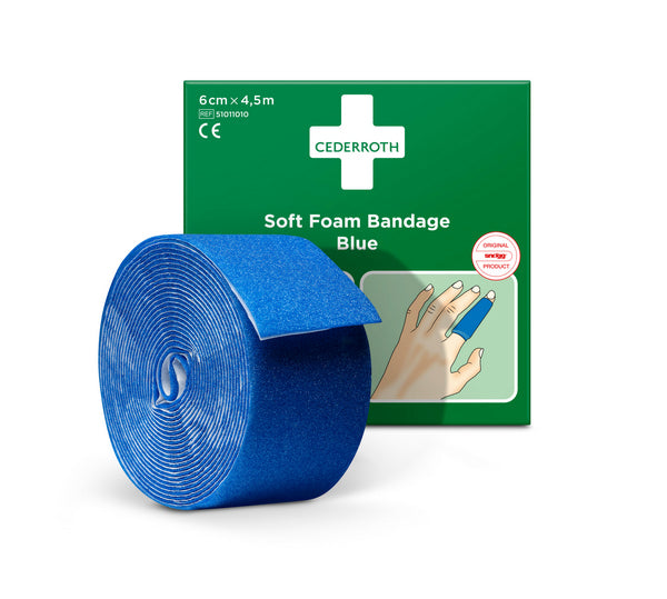 Cederroth Soft Foam Bandage, blau, 6 cm × 4,5 m – 1 Pack