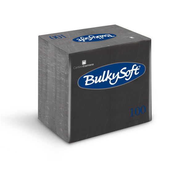 Servietten Bulkysoft 40 × 40 cm, 2-lagig, 1/8-Kopffalzung, Schwarz