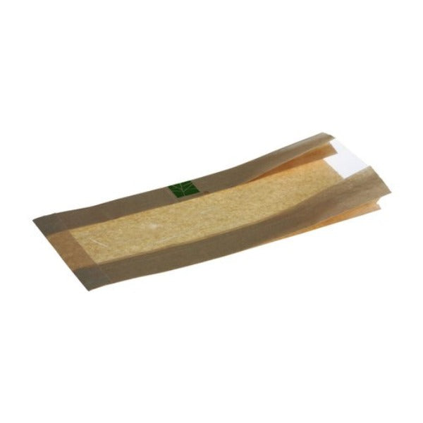 Sandwichbeutel PLA-Folie, braun, mit Fenster, 120 × 330 × 60 mm – 500 Stück