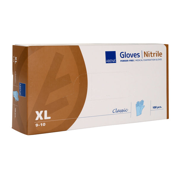Nitril-Einweghandschuhe Abena Classic, blau, puderfrei, unsteril, 240 mm, Grösse XL – 100 Stück