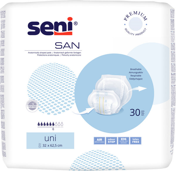 Seni San Uni, blau, 120 Stück – 1 Karton (4 × 30)