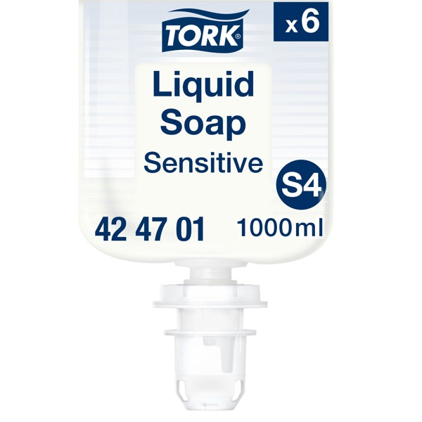 Flüssigseife Tork Premium Sensitive S4, unparfümiert, 1000 ml – 6 Flaschen