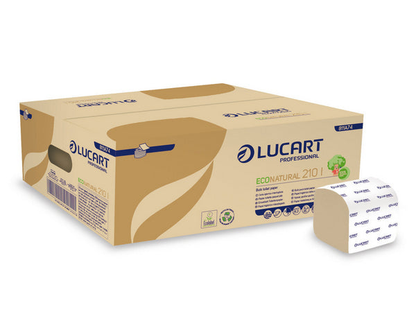 Lucart EcoNatural 210 I Toilettenpapier Einzelblatt, Recycling, 2-lagig, havanna, 210 Blatt – 8400 Stück