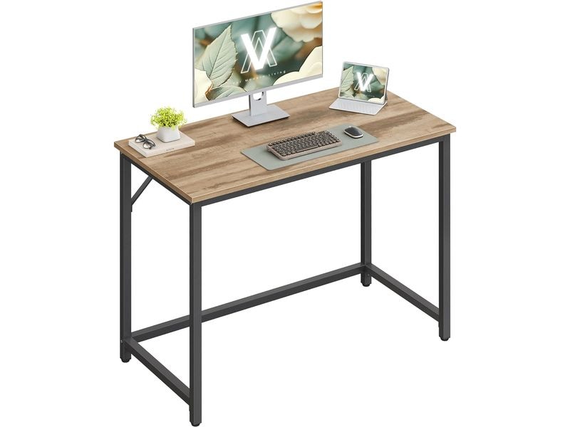 Schreibtisch VASAGLE 100 × 50 × 76 cm, camelbraun/schwarz