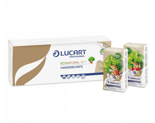Lucart EcoNatural 90 F Taschentücher in Papierverpackung – Zero Plastic, Recycling, 4-lagig, havanna – 2160 Stück