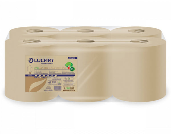 Lucart EcoNatural L-One Maxi 450 Papierwischtücher, Recycling, 2-lagig, havanna, 450 Blatt – 6 Rollen