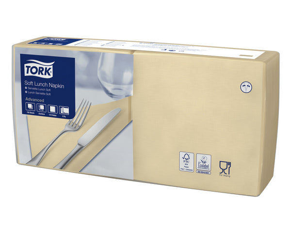 Servietten Tork Advanced, 33 × 33 cm, 3-lagig, 1/4-Falz, sand