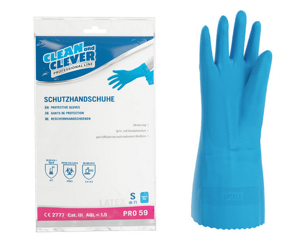 Latex-Schutzhandschuhe CLEAN and CLEVER PRO 59, blau, 30 cm, Grösse S – 10 Paar