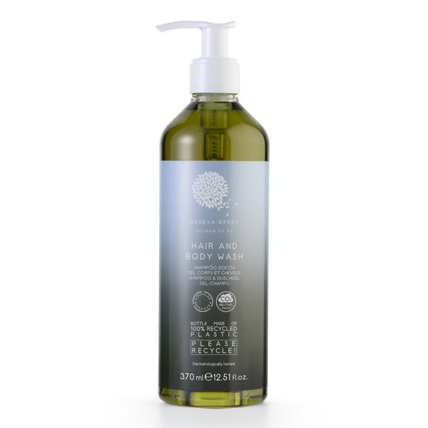Shampoo & Duschgel Geneva Green, Pumpflasche nachfüllbar 370 ml – 18 Stück