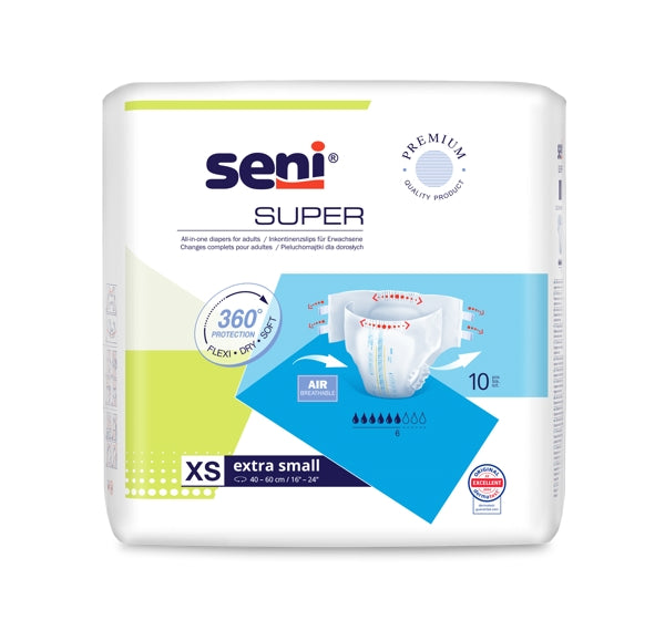 Seni Super Plus X-Small 40-60, lila, Inkontinenzslip geschlossen – 10 Stück
