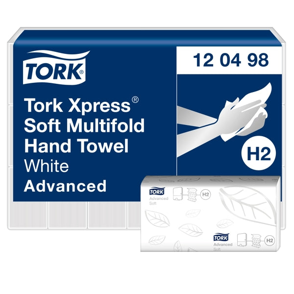 Handtuch Tork Advanced – H2 System, Z-Falz, Recycling, 2-lagig, weiss, 21,2 × 25,5 cm, 68 % CO2-reduziert