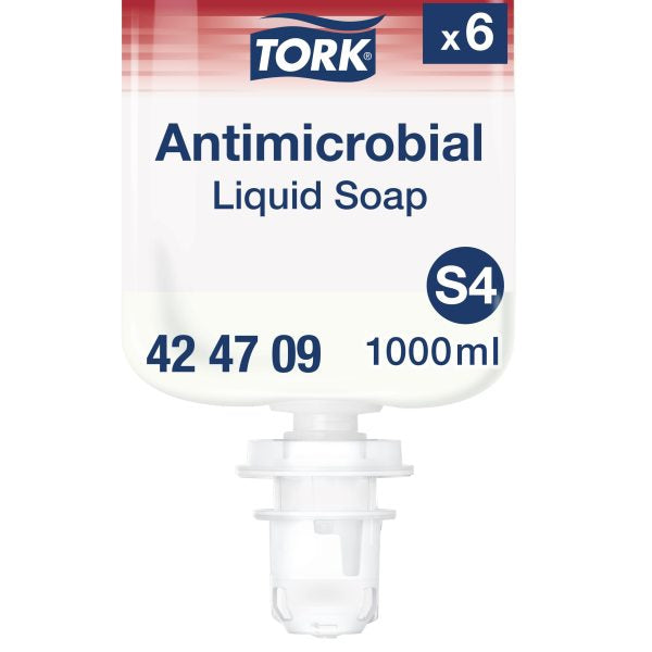 Flüssigseife Tork Premium S4 zur Händedekontamination, alkoholhaltig, 1000 ml – 6 Flaschen