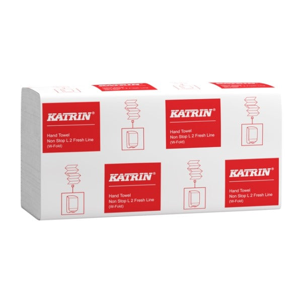Katrin Handtuch Non Stop L2 W-Falz, Zellstoff, 2-lagig, weiss, 20,3 × 32 cm – 3375 Stück