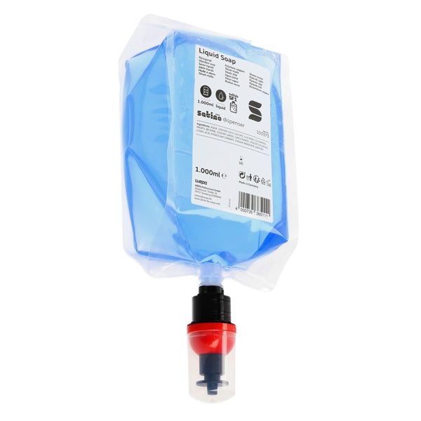 Satino Flüssigseife – SF1 System, leicht parfümiert, 1 Liter, blau – 6 Beutel