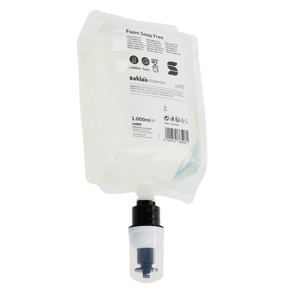 Satino Schaumseife Free – SF1 System, unparfümiert, transluzent, 1 Liter – 6 Beutel