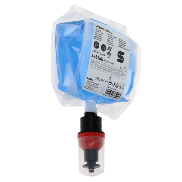 Satino Flüssigseife – SF2 System, leicht parfümiert, 500 ml, blau – 6 Beutel