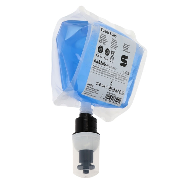 Satino Schaumseife – SF2 System, leicht parfümiert, 500 ml, blau – 6 Beutel