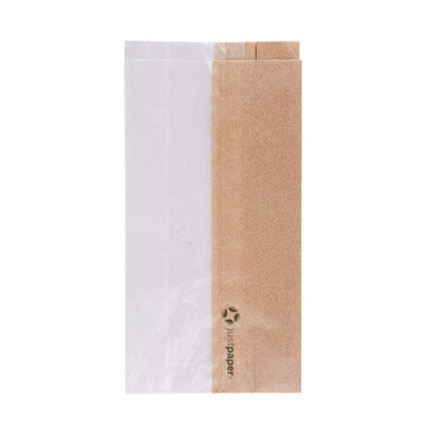 Sandwichbeutel mit Sichtfenster, Pergament, braun, 12 + 6 × 23 cm – 250 Stück